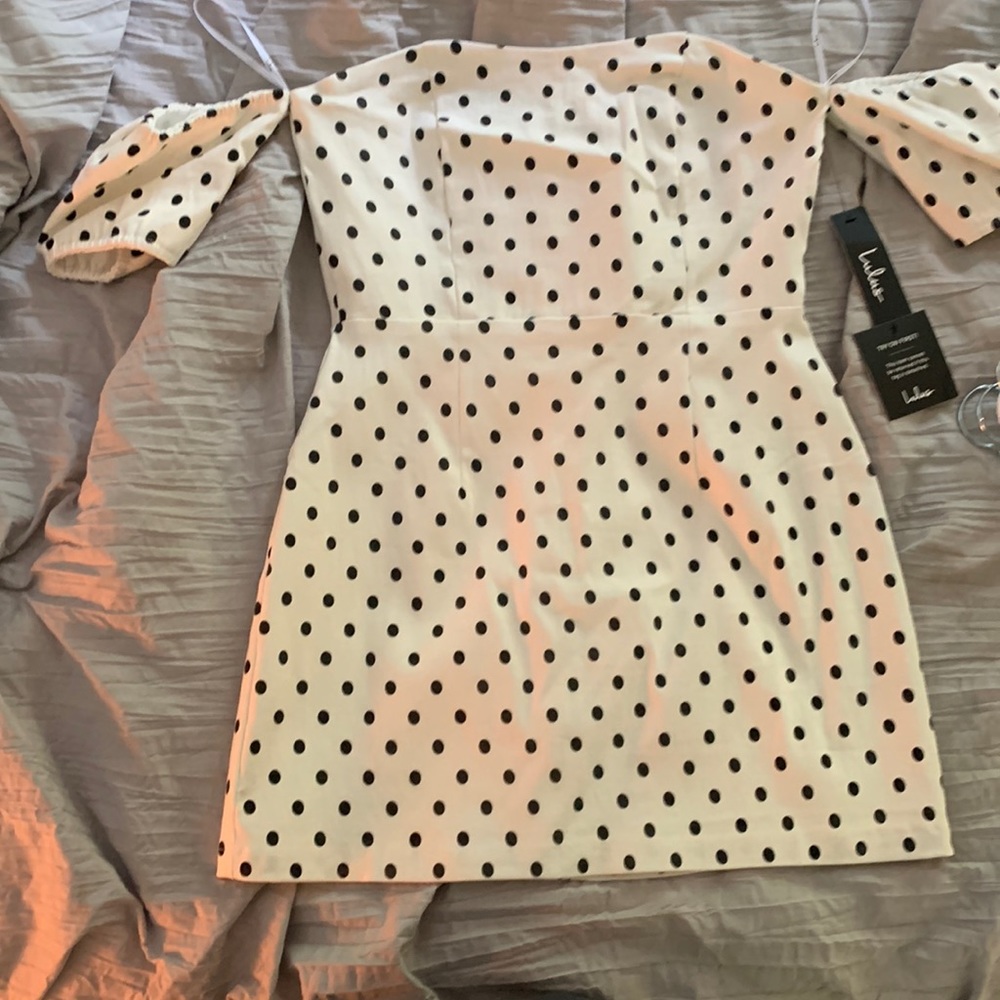 Polka dot strapless dress